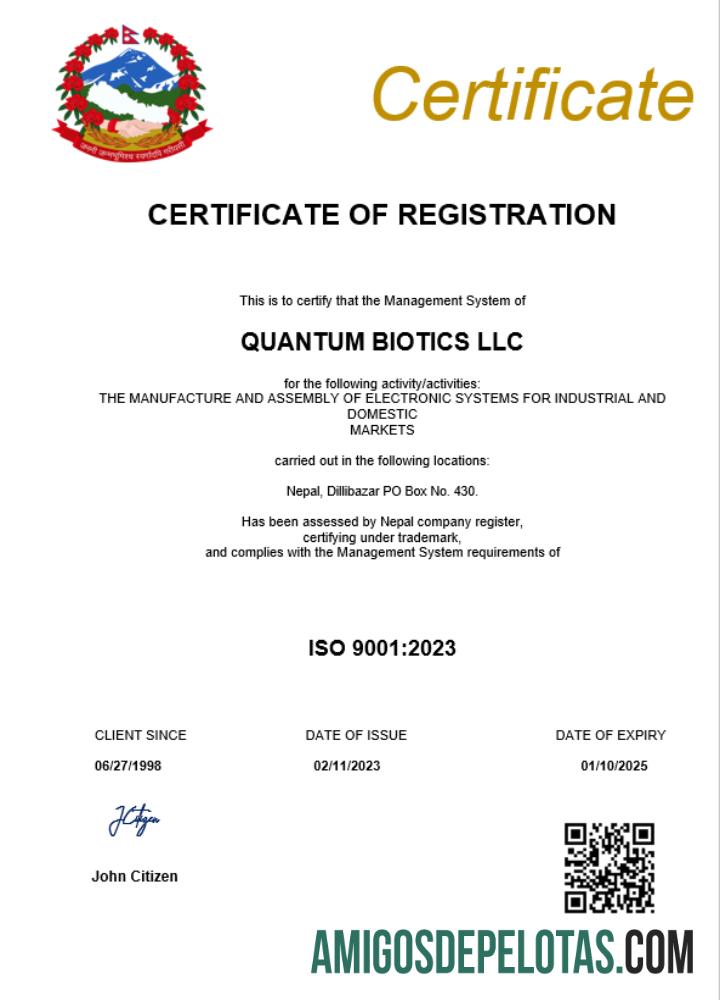 Certificado de registro de empresa em branco no Nepal modelo Word e PDF